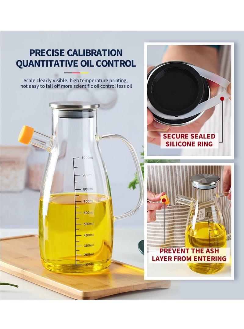MileMelo Borosilicate Oil Dispenser & Stoppers Bottle with Handle, Olive Oil Dispenser Glass Bottle 1L - Image 4